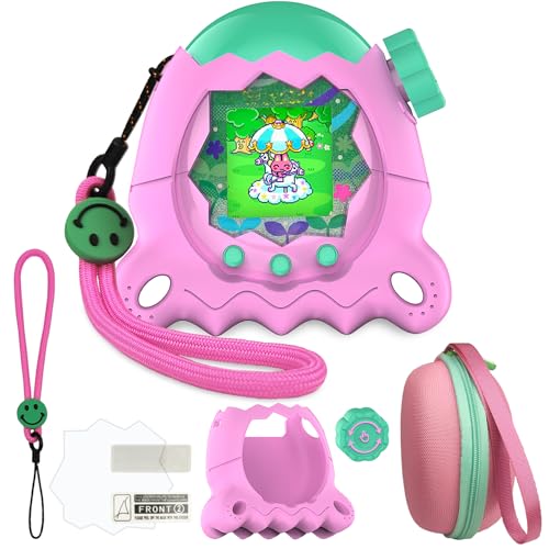 JCHPINE Hard Case and Silicone Cover for Tamagotchi Paradise Electronic Pet Protective Cases for Tamagotchi Paradise with Screen Protector and Lanyard Pink - Image 1