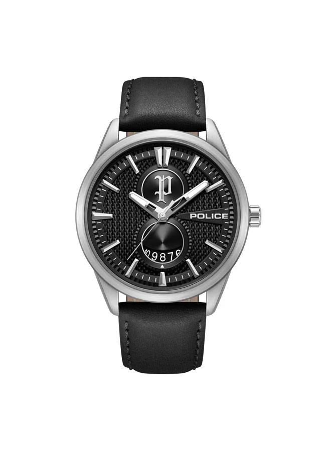 POLICE Styleshift Black Dial Genuine Leather Strap Analog Watch for Men, 43mm