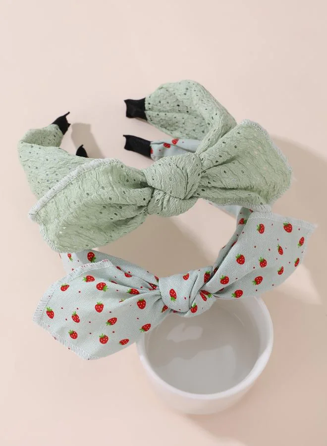 تايك تو طقم عصابات رأس دانتيل بطبعة فراولة قطعتين