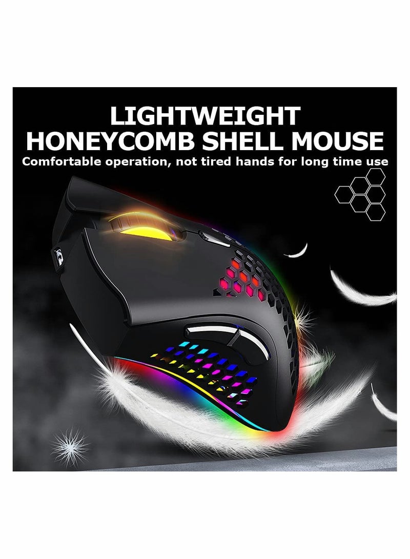 Ergonomic Wireless Gaming Mouse with Honeycomb Design RGB Lighting 7 Programmable ons 3 Adjustable DPI Perfect for Laptop and PC - Image 5