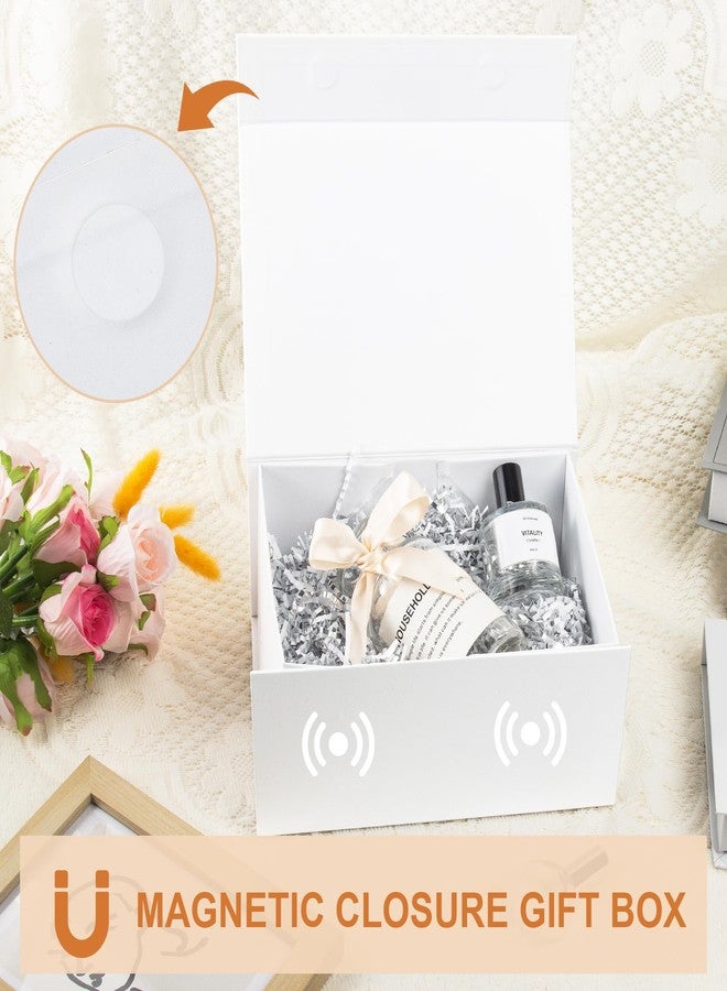 CHARMGIFTBOX White Gift Boxes with Lids, 11x8x4 Inches Gift Box with Ribbon, Collapsible Gift Boxes with Magnetic Closure for Presents, Bridesmaid Proposal Box Contains Gift Card Ribbon Tag - Image 3