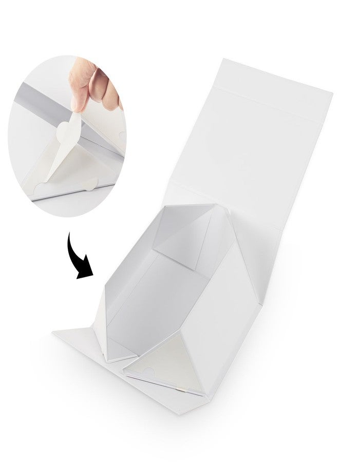 CHARMGIFTBOX White Gift Boxes with Lids, 11x8x4 Inches Gift Box with Ribbon, Collapsible Gift Boxes with Magnetic Closure for Presents, Bridesmaid Proposal Box Contains Gift Card Ribbon Tag - Image 2
