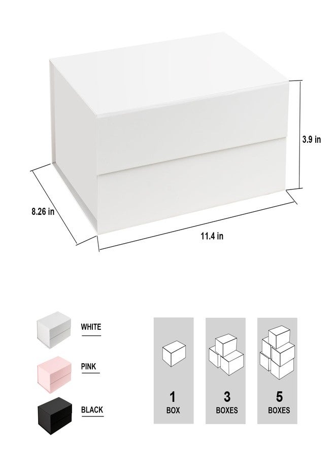 CHARMGIFTBOX White Gift Boxes with Lids, 11x8x4 Inches Gift Box with Ribbon, Collapsible Gift Boxes with Magnetic Closure for Presents, Bridesmaid Proposal Box Contains Gift Card Ribbon Tag - Image 4