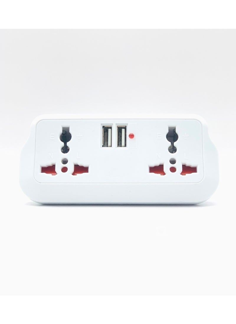 Generic Universal Multi Plug Adapter with 2 Sockets & Dual USB Ports and Extra Socket | 3-Pin Plug | Surge Protection & Safety Features | 2500W | 250V - 50Hz / 60Hz | 13/16 A V | Child Safety Lock  - Image 1