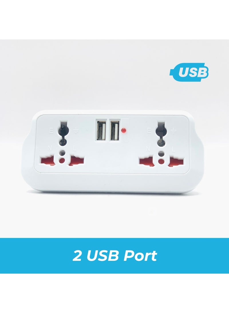Generic Universal Multi Plug Adapter with 2 Sockets & Dual USB Ports and Extra Socket | 3-Pin Plug | Surge Protection & Safety Features | 2500W | 250V - 50Hz / 60Hz | 13/16 A V | Child Safety Lock  - Image 3