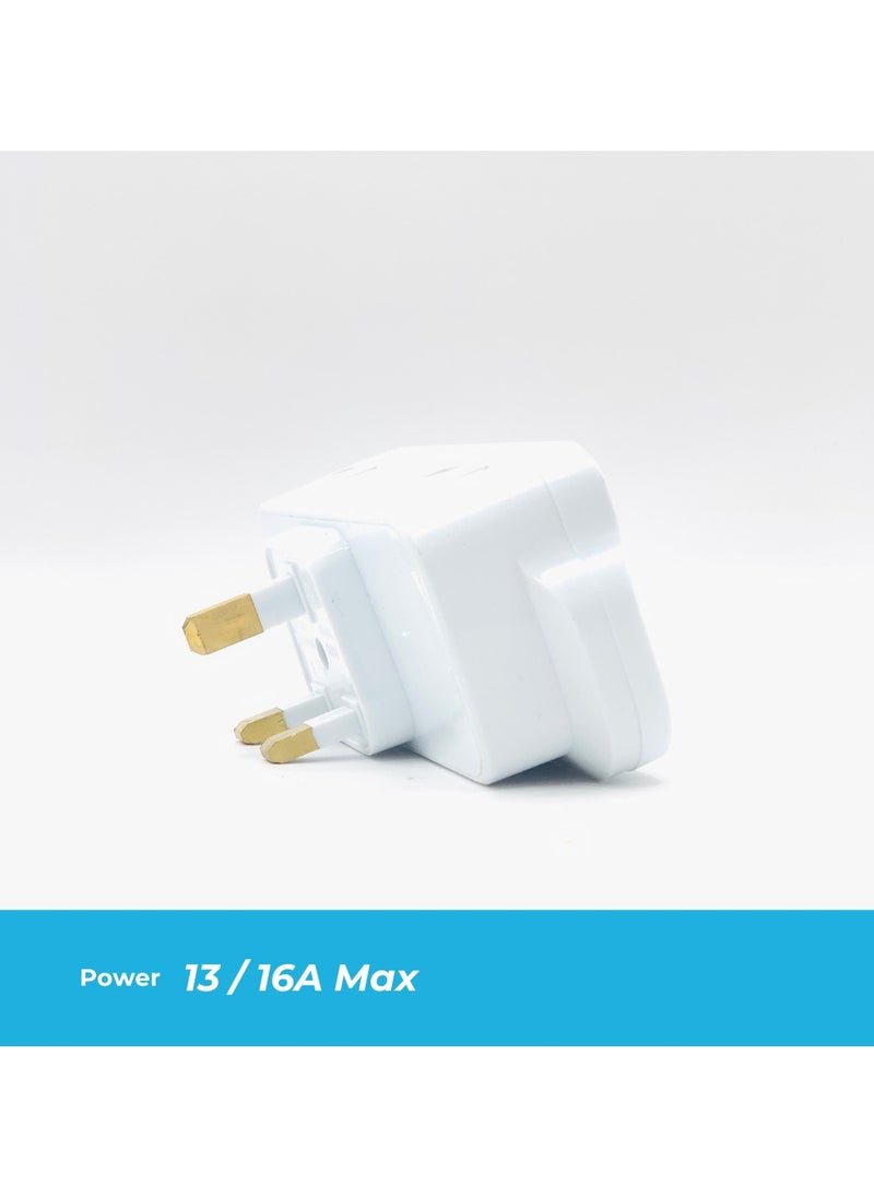 Generic Universal Multi Plug Adapter with 2 Sockets & Dual USB Ports and Extra Socket | 3-Pin Plug | Surge Protection & Safety Features | 2500W | 250V - 50Hz / 60Hz | 13/16 A V | Child Safety Lock  - Image 5