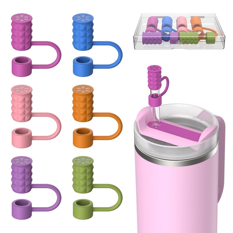 VOGOGE 6 Pcs Straw Covers Caps, 0.4in/10mm Straw Toppers for Stanley Cup 30/40 oz, Multicolor - Image 1