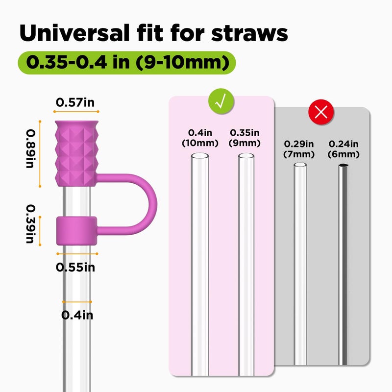 VOGOGE 6 Pcs Straw Covers Caps, 0.4in/10mm Straw Toppers for Stanley Cup 30/40 oz, Multicolor - Image 2