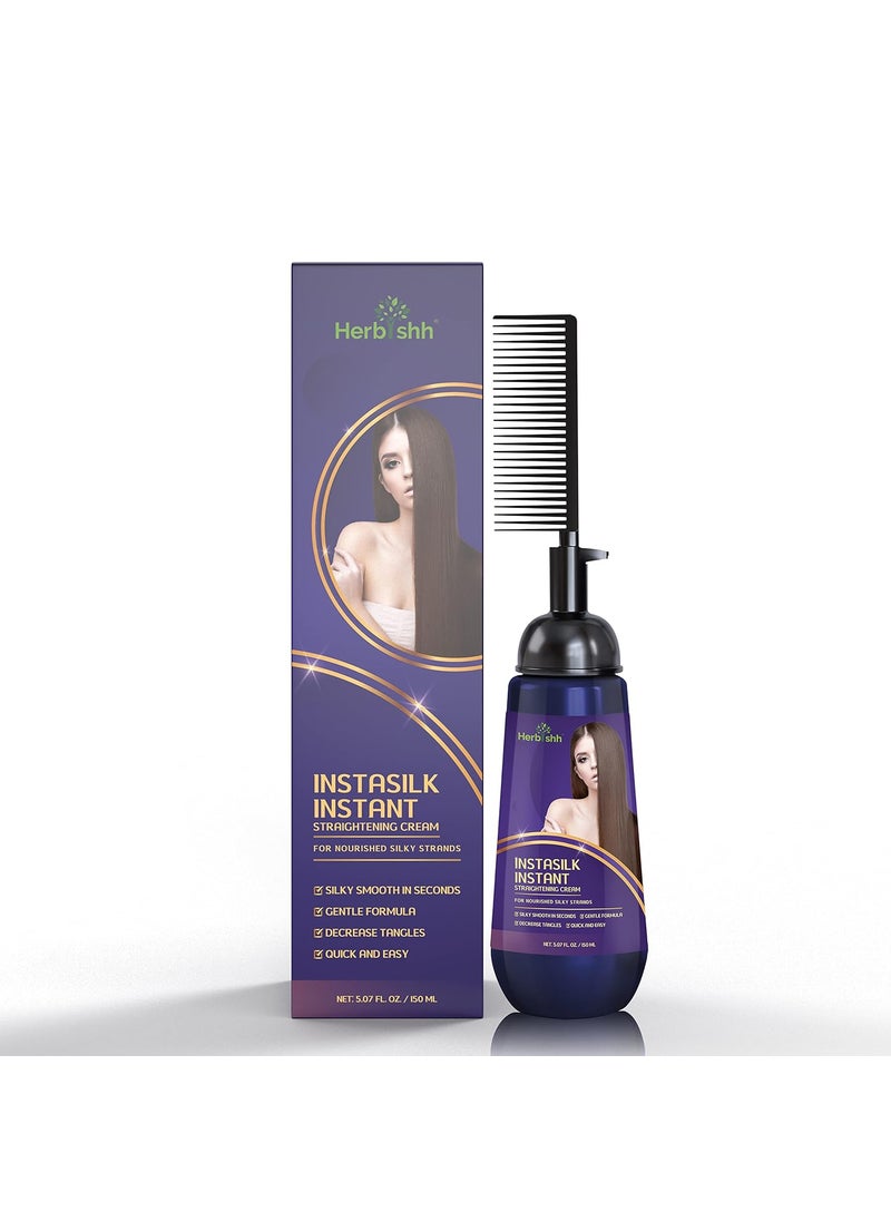 Herbishh - Herbishh Instant Hair Straightener Cream with Applicator Comb Brush  Straightening in Seconds  Smooths Curls Tangles  Frizz  Completely Straight Hair Treatment  Gentle Ingredients  150 ml - Image 1