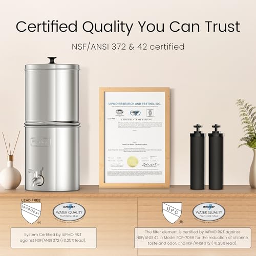 Waterdrop TK15A Water Filtration System NSFANSI 42372 Certified Black Carbon Filters Reduce Lead and Up to 98 Chlorine Gravity Water System for Home Travel Camping Emergencies 15G - Image 3