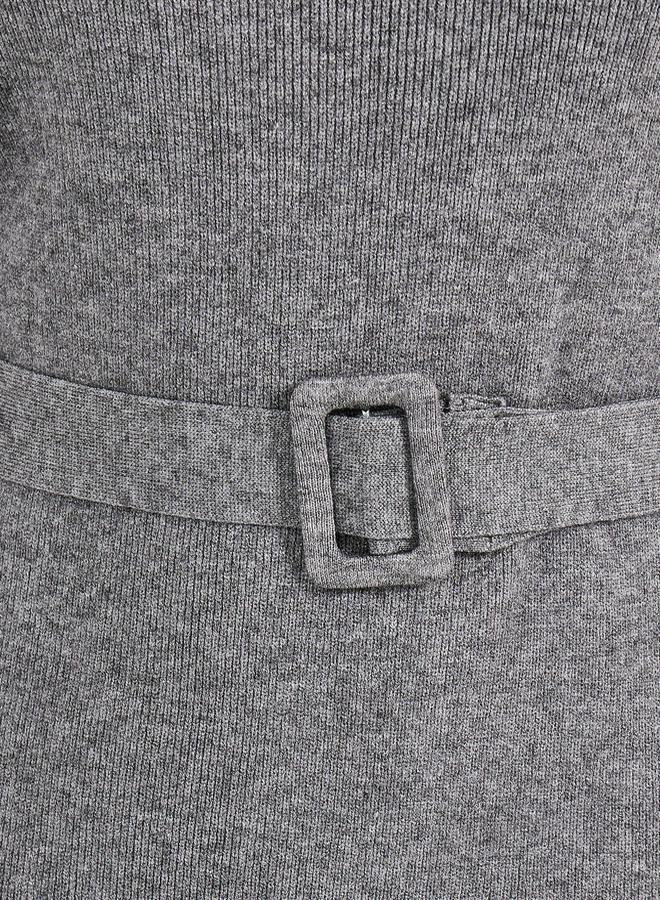 ستايلي فستان محبوك بطول الركبة مع حزام خصر - Image 3