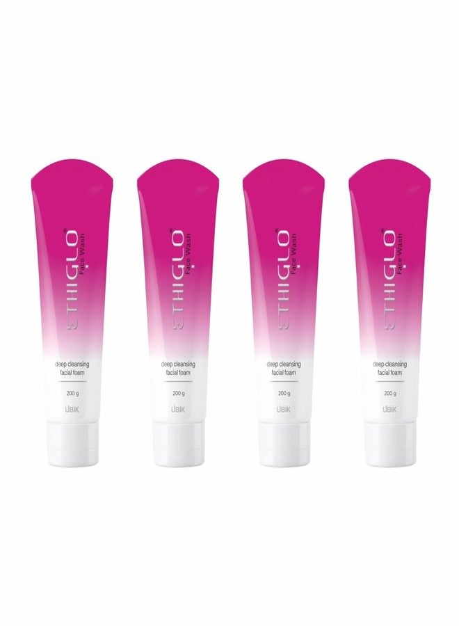 Ethiglo Deep Cleansing Facial Foam Face Wash for Healthy, Soft and Smooth Skin | Removes Dirt, Impurities and Excess Oil | Suitable for All Skin Types | Pack of 4 (200ml) - Image 1