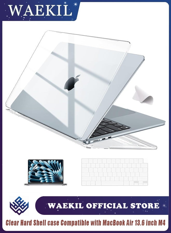 وايكيل جراب شفاف صلب لجهاز MacBook Air 13.6 بوصة طراز M4 M3 M2 2022-2025 مع غطاء لوحة مفاتيح وواقي شاشة وقطعة قماش للتلميع للاستخدام اليومي والعمل والمنزل والهدايا - Image 1