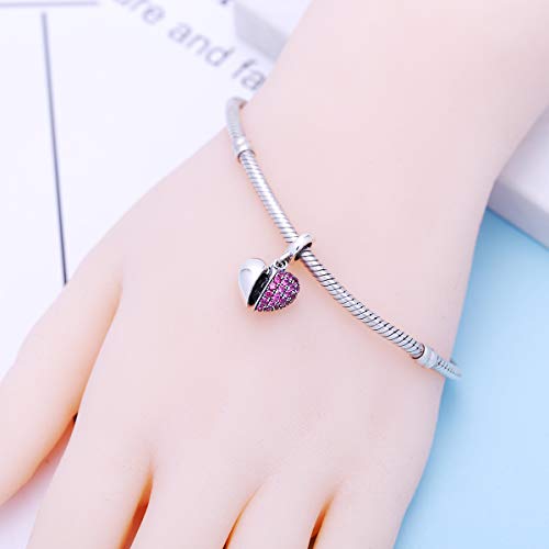 SOUKISS I Love You Charms fit Pandora Charms Bracelet 925 Sterling Silver Love Heart Charm fit Wife Mom Christmas Valentines Mothers Day gift - Image 5