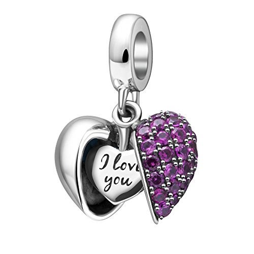 SOUKISS I Love You Charms fit Pandora Charms Bracelet 925 Sterling Silver Love Heart Charm fit Wife Mom Christmas Valentines Mothers Day gift - Image 1