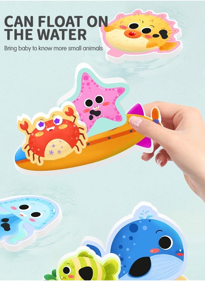 GROIC 10-PCs Bath Foam Stickers Toys with Mesh Storage Organizer Net, Fun EVA Hanging Bathtub Toy Suction Pads for Toddler Kid Bathroom Shower Eco-Safe, Fun, Educational Baby  - Image 3