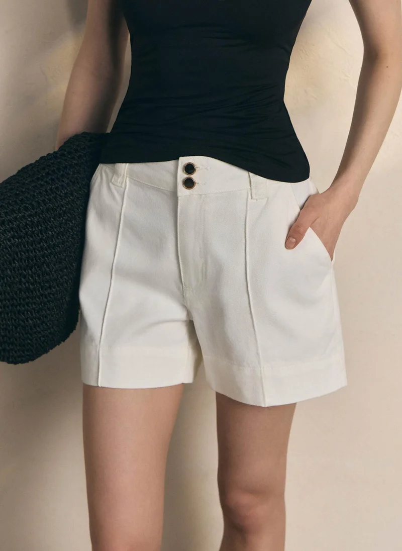 Denim mini shorts with stitching
