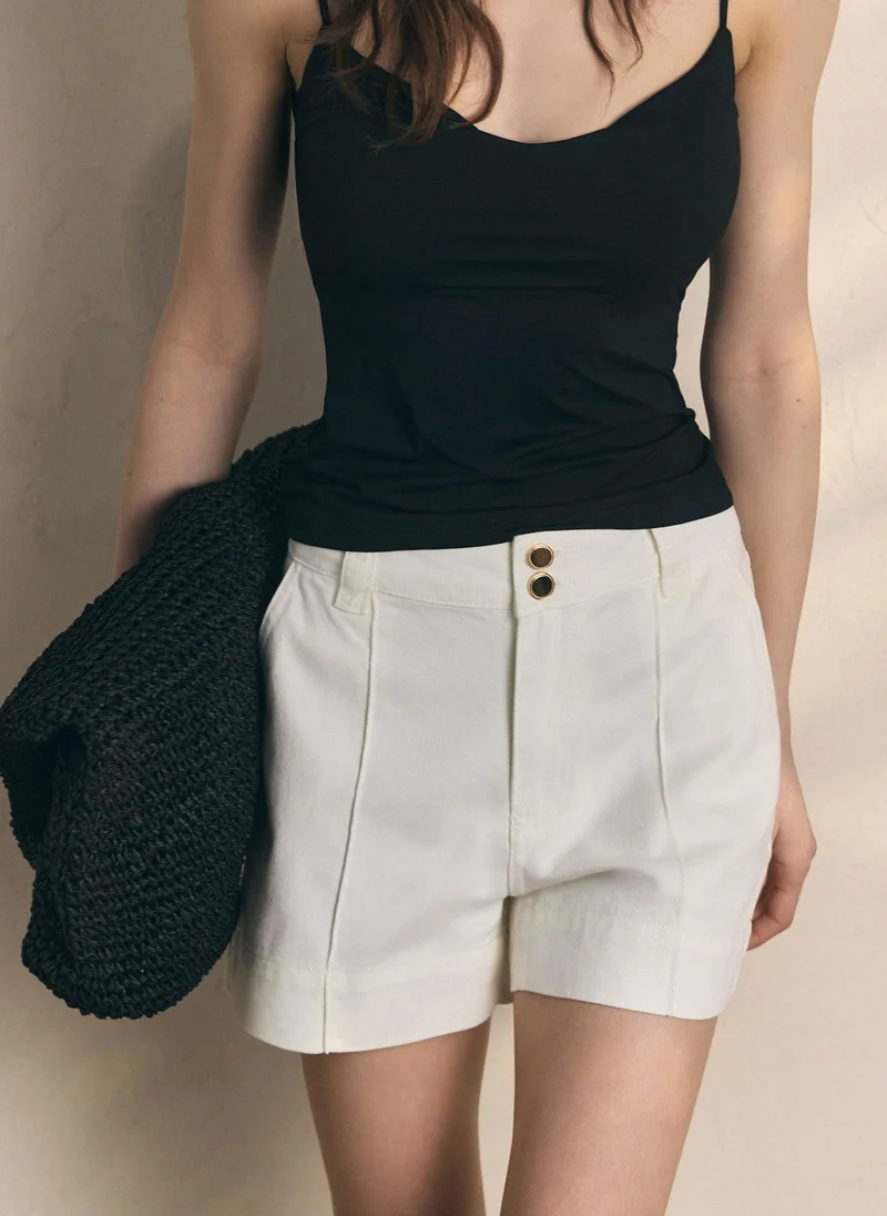 Lichi  Denim mini shorts with stitching for Women | Best Price UAE