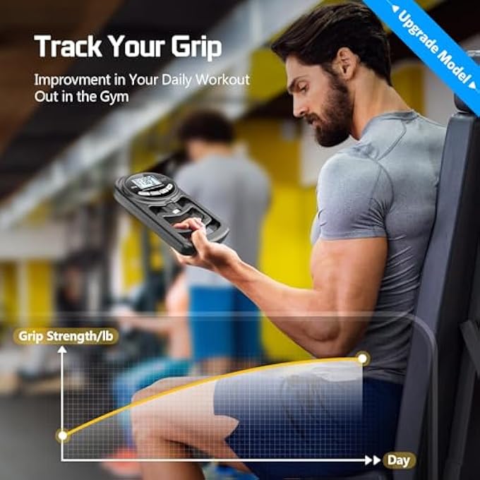rayihni Hand Dynamometer Grip Strength Trainer - Electronic Hand Grip Strength Tester Grip Strengthener Hand Exerciser Meter Digital Hand Grip Training Gauge 265 Lbs / 120 Kgs For Sport Home School Use - Image 3
