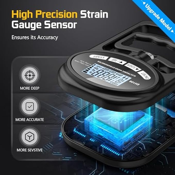 rayihni Hand Dynamometer Grip Strength Trainer - Electronic Hand Grip Strength Tester Grip Strengthener Hand Exerciser Meter Digital Hand Grip Training Gauge 265 Lbs / 120 Kgs For Sport Home School Use - Image 5