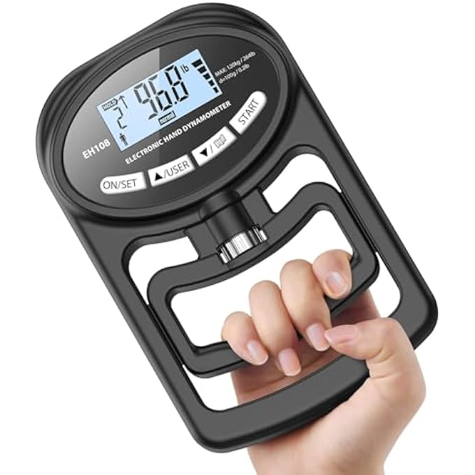 rayihni Hand Dynamometer Grip Strength Trainer - Electronic Hand Grip Strength Tester Grip Strengthener Hand Exerciser Meter Digital Hand Grip Training Gauge 265 Lbs / 120 Kgs For Sport Home School Use - Image 1