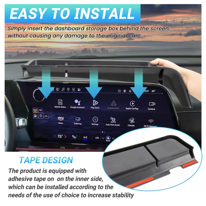 Sinminou Center Console Organizer Dashboard Tray Compatible with 2024-2026 Chevy Traverse Accessories, Dashboard Storage Box for Sunglasses (Not Compatible with 2024 Chevy Traverse Limited) - Image 4