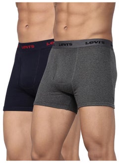 Levi's Levi's Men's Cotton Style #001 Classic Regular Fit Solid Boxer (Pack of 2) (#001-BOXER Brief-DK GMEL/Navy-P2_Dark Grey Melange, L)  - Image 1