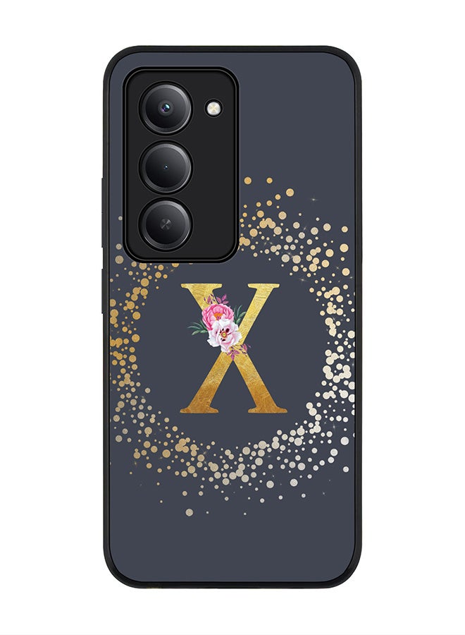 Stylizedd For Xiaomi Redmi 15 5G Case,Slim fit Camera Protection, Shockproof Thin Phone cover  - Custom Monogram Floral - X  (Grey ) - Image 1