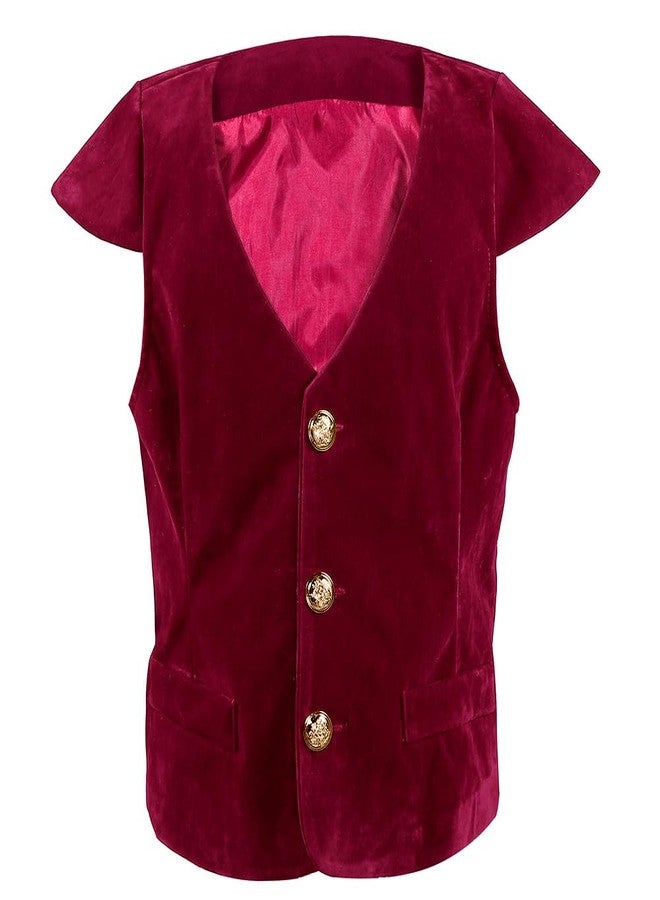GRAJTCIN Medieval Renaissance Faire Costume Pirate Vest for Boys Lace-up Steampunk Gothic Waistcoat Viking Tunic Vest Red S - Image 1