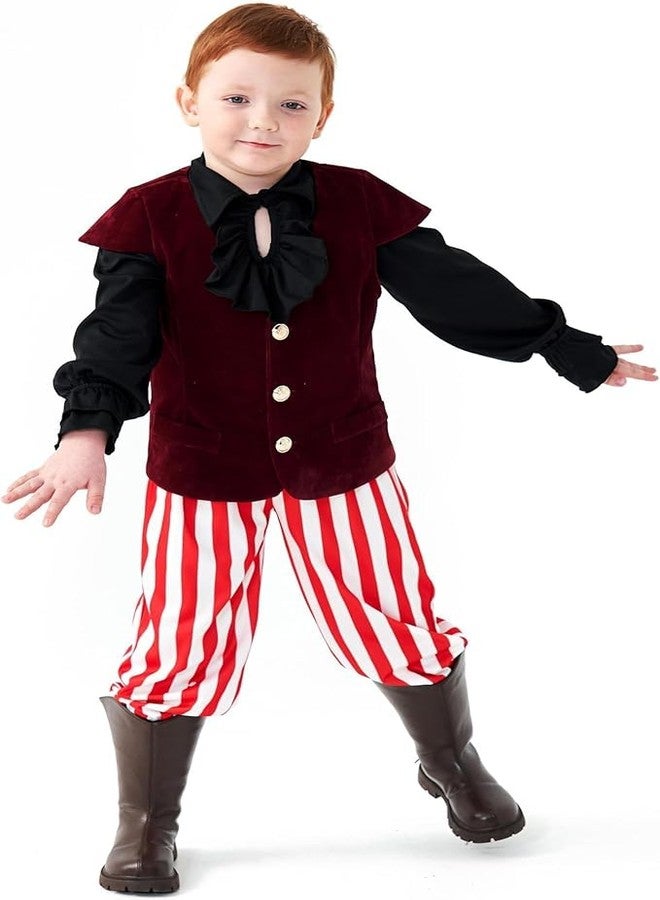 GRAJTCIN Medieval Renaissance Faire Costume Pirate Vest for Boys Lace-up Steampunk Gothic Waistcoat Viking Tunic Vest Red S - Image 3