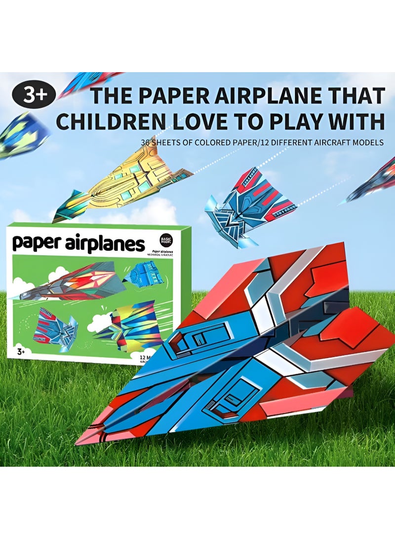 Paper Airplane Kit (36 Sheets, 12 Models) – Build & Fly Airplanes for Kids Age 3+ – DIY Paper Craft STEM Toy, Developmental Learning - Image 1