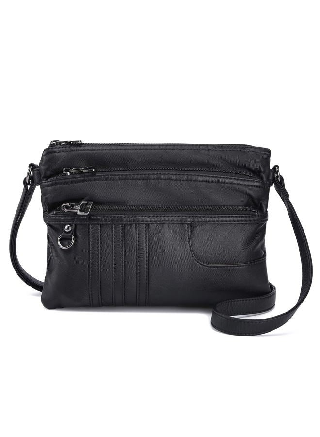 MINICAT Women Treble Pockets Small Crossbody Bag Cell Phone Purse Wallet(Black) - Image 1