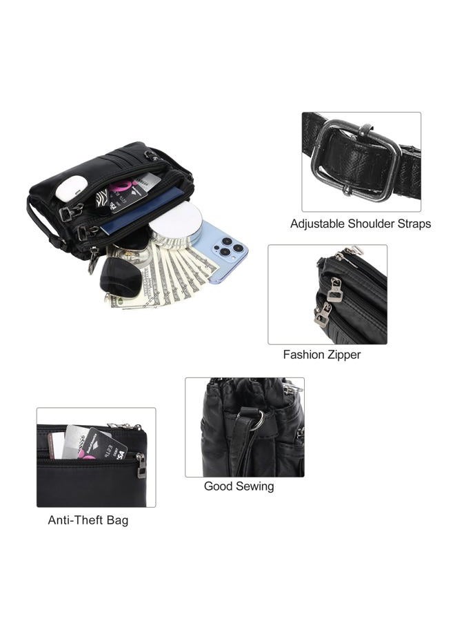 MINICAT Women Treble Pockets Small Crossbody Bag Cell Phone Purse Wallet(Black) - Image 4