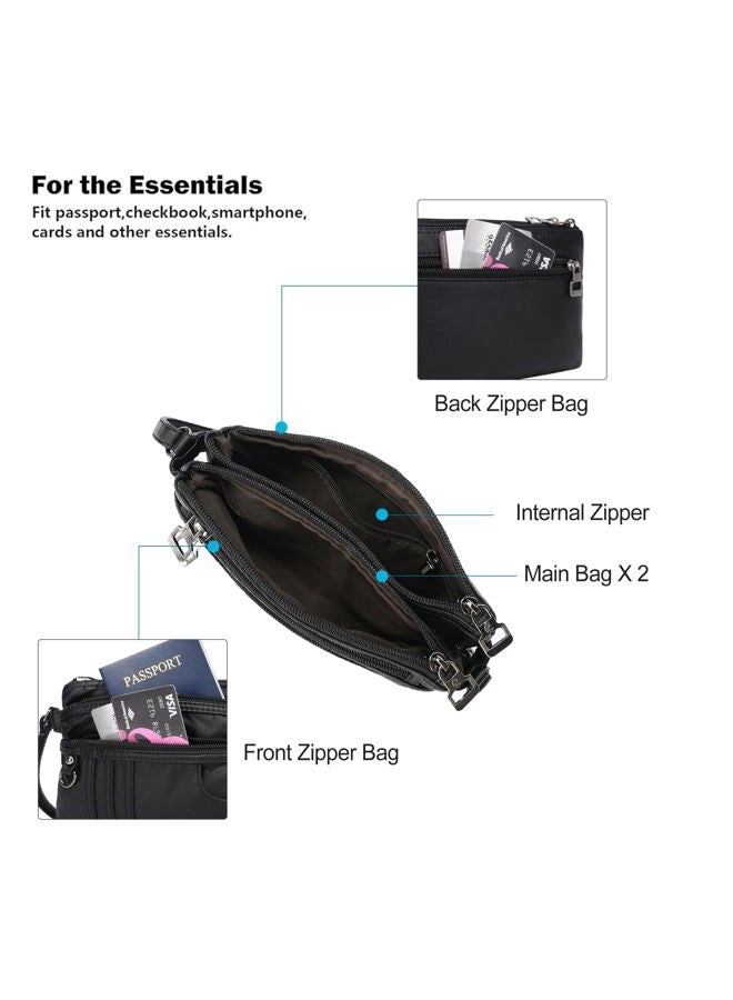 MINICAT Women Treble Pockets Small Crossbody Bag Cell Phone Purse Wallet(Black) - Image 3