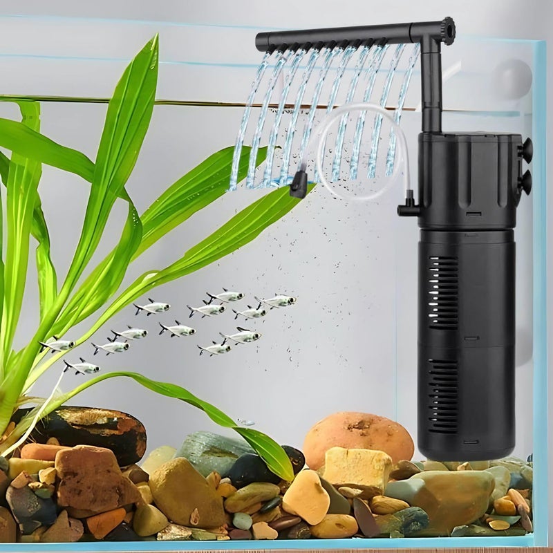 VAYINATO ® 4 في 1 (BL-98E | 9W | 650L/Hr | مثالي لخزان سعة 1.5 قدم) فلتر داخلي غاطس للحوض مع معدل تدفق قابل للتعديل | هادئ للغاية (أسود) - Image 1