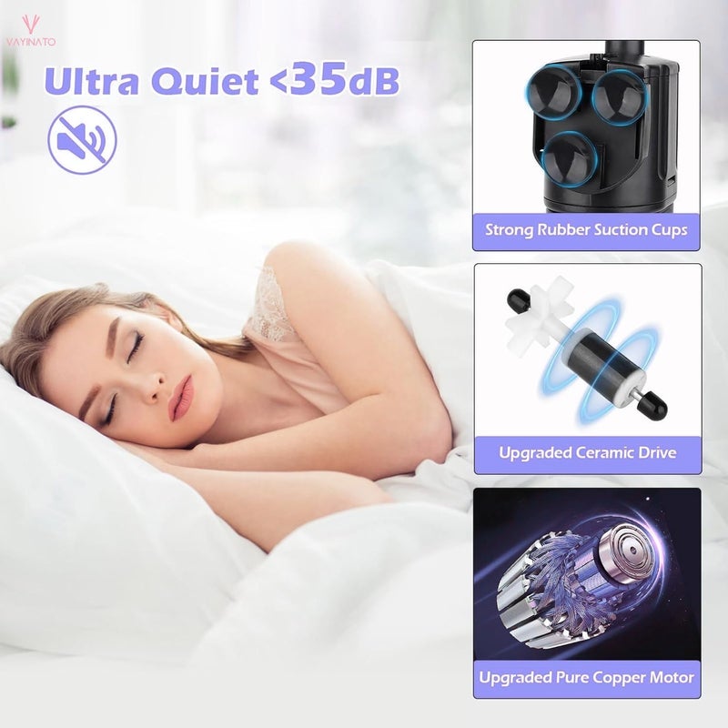 VAYINATO ® 4 في 1 (BL-98E | 9W | 650L/Hr | مثالي لخزان سعة 1.5 قدم) فلتر داخلي غاطس للحوض مع معدل تدفق قابل للتعديل | هادئ للغاية (أسود) - Image 4