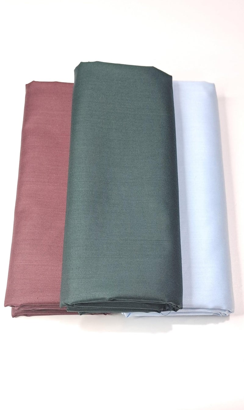 MAMRAJ Men's 100% pure Giza Cotton Unstitched Shirt Fabric 2.5 Meter ( Ethnic, Formal, Casual, summer wear.) ( Trendy Satin Shirts ) Set of 3 Shirt (Sky Blue, Sea Green, Maroon) - Image 5