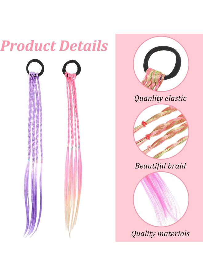 كوفوز 12 قطعة امتدادات شعر لضفائر الأطفال، ضفيرة ذيل حصان تنكرية، إكسسوارات شعر متعددة الألوان لتزيين الشعر وعروض التنكر وحفلات الإكسسوارات - Image 3
