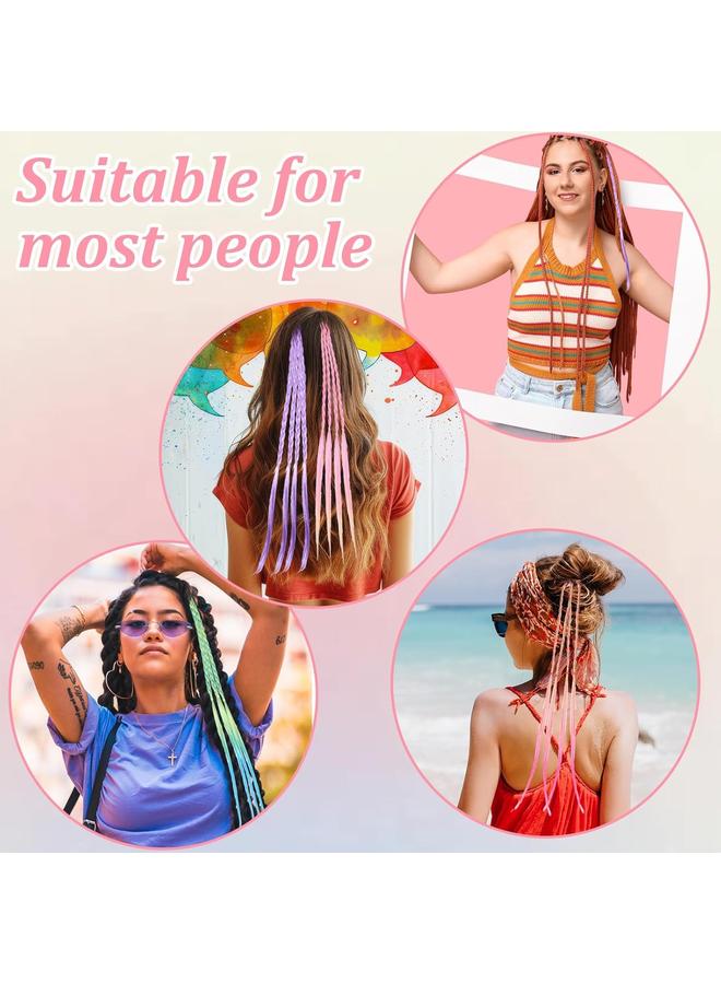 كوفوز 12 قطعة امتدادات شعر لضفائر الأطفال، ضفيرة ذيل حصان تنكرية، إكسسوارات شعر متعددة الألوان لتزيين الشعر وعروض التنكر وحفلات الإكسسوارات - Image 5