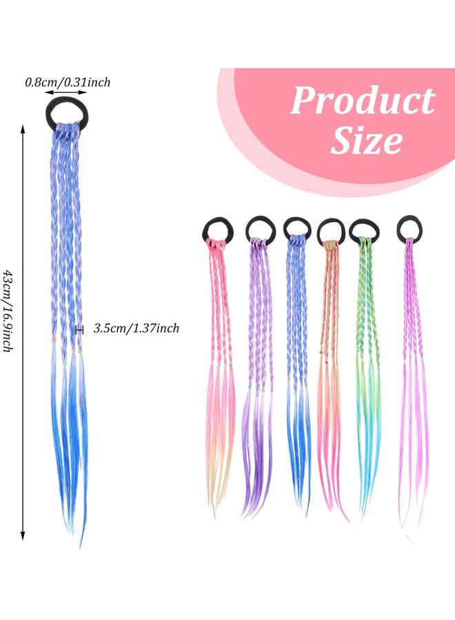 كوفوز 12 قطعة امتدادات شعر لضفائر الأطفال، ضفيرة ذيل حصان تنكرية، إكسسوارات شعر متعددة الألوان لتزيين الشعر وعروض التنكر وحفلات الإكسسوارات - Image 2