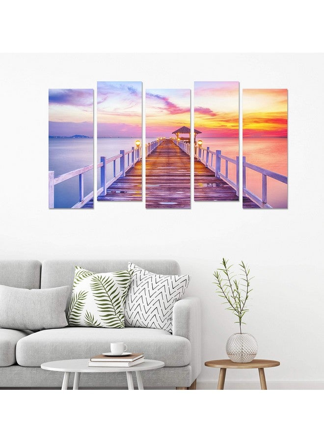 PAPER PLANE DESIGN Travel Theme Wall Art Multiple Panel Painting For Living Room (Sea Shore) - Image 2