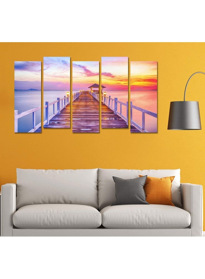 PAPER PLANE DESIGN Travel Theme Wall Art Multiple Panel Painting For Living Room (Sea Shore) - Image 3