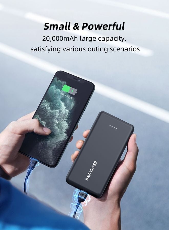راف باور بنك الطاقة RAVPower Pioneer بسعة 20000 مللي أمبير PD 15W، شاحن محمول نحيف بأربعة منافذ مع تقنية iSmart، مؤشر LED لمستوى البطارية، تصميم مدمج، حماية مدمجة للجهاز، PB1216 - Image 5