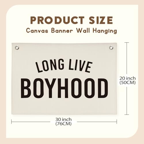 XYDEG Boy Room Decor,Long Live Boyhood Canvas Banner Nursery Playroom Wall Decor for Boys Bedroom Toddler Decorations Teen Boy Room Decor,Playroom Decor Wall Hanging Flag Canvas Banner 30x20 Inch - Image 2