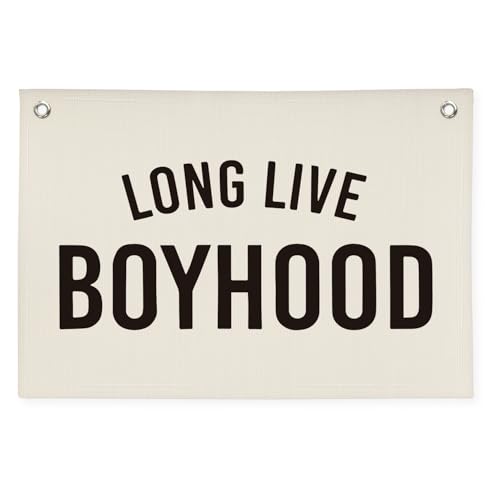 XYDEG Boy Room Decor,Long Live Boyhood Canvas Banner Nursery Playroom Wall Decor for Boys Bedroom Toddler Decorations Teen Boy Room Decor,Playroom Decor Wall Hanging Flag Canvas Banner 30x20 Inch - Image 1