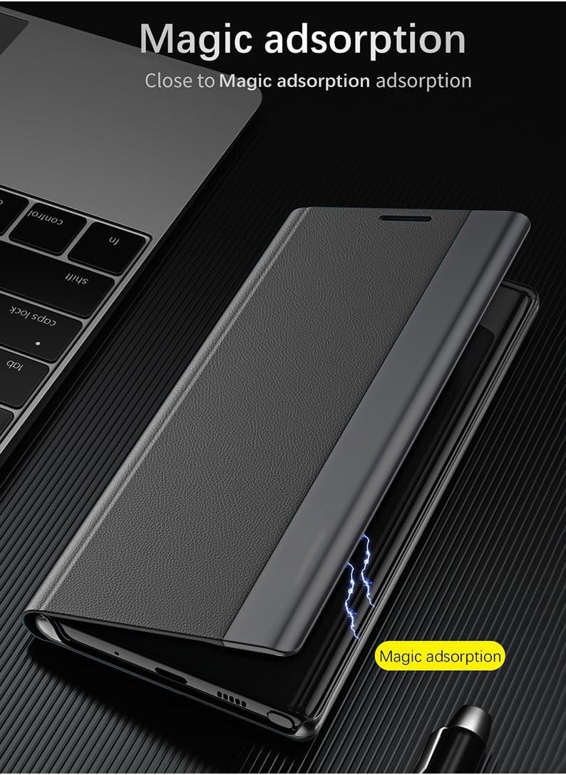 Youque Honor X9c Flip Case, Thin Slim TPU Leather with Stand, Full Body Protection Magnetic Stand Shockproof PU Leather Cover Business Cover, Black  - Image 4