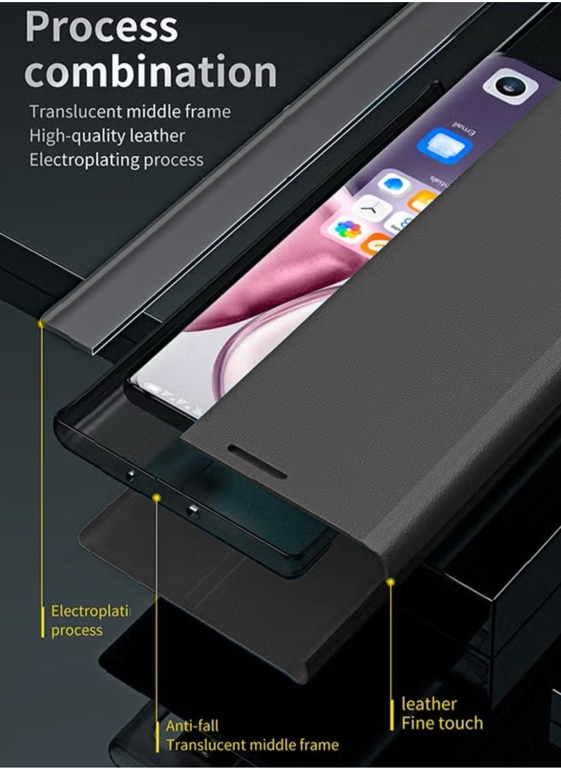 Youque Honor X9c Flip Case, Thin Slim TPU Leather with Stand, Full Body Protection Magnetic Stand Shockproof PU Leather Cover Business Cover, Black  - Image 3