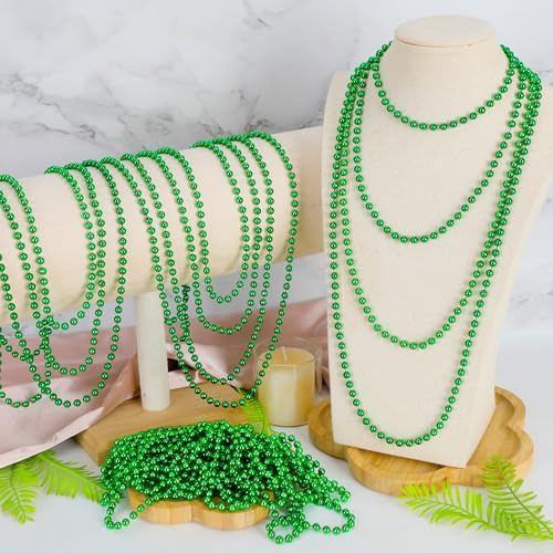 Huskein 100 PCS St Patricks Day Beads Necklace, Mrdi Gras Beads Bulk, 33 Inches Round Beads Necklace Accessories Set, Luck Irish Beads Parade Accessories for Mardi Gras St Patricks Day - Image 4
