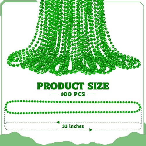 Huskein 100 PCS St Patricks Day Beads Necklace, Mrdi Gras Beads Bulk, 33 Inches Round Beads Necklace Accessories Set, Luck Irish Beads Parade Accessories for Mardi Gras St Patricks Day - Image 2