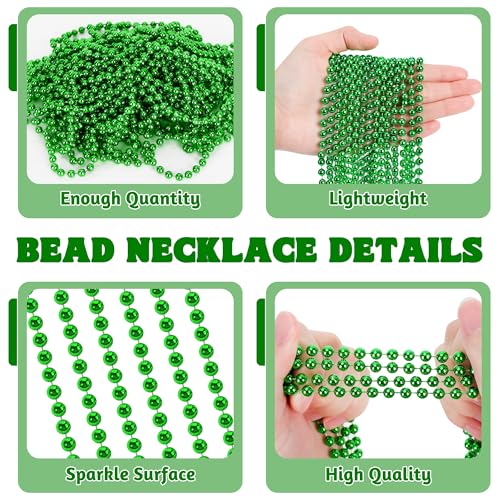 Huskein 100 PCS St Patricks Day Beads Necklace, Mrdi Gras Beads Bulk, 33 Inches Round Beads Necklace Accessories Set, Luck Irish Beads Parade Accessories for Mardi Gras St Patricks Day - Image 3